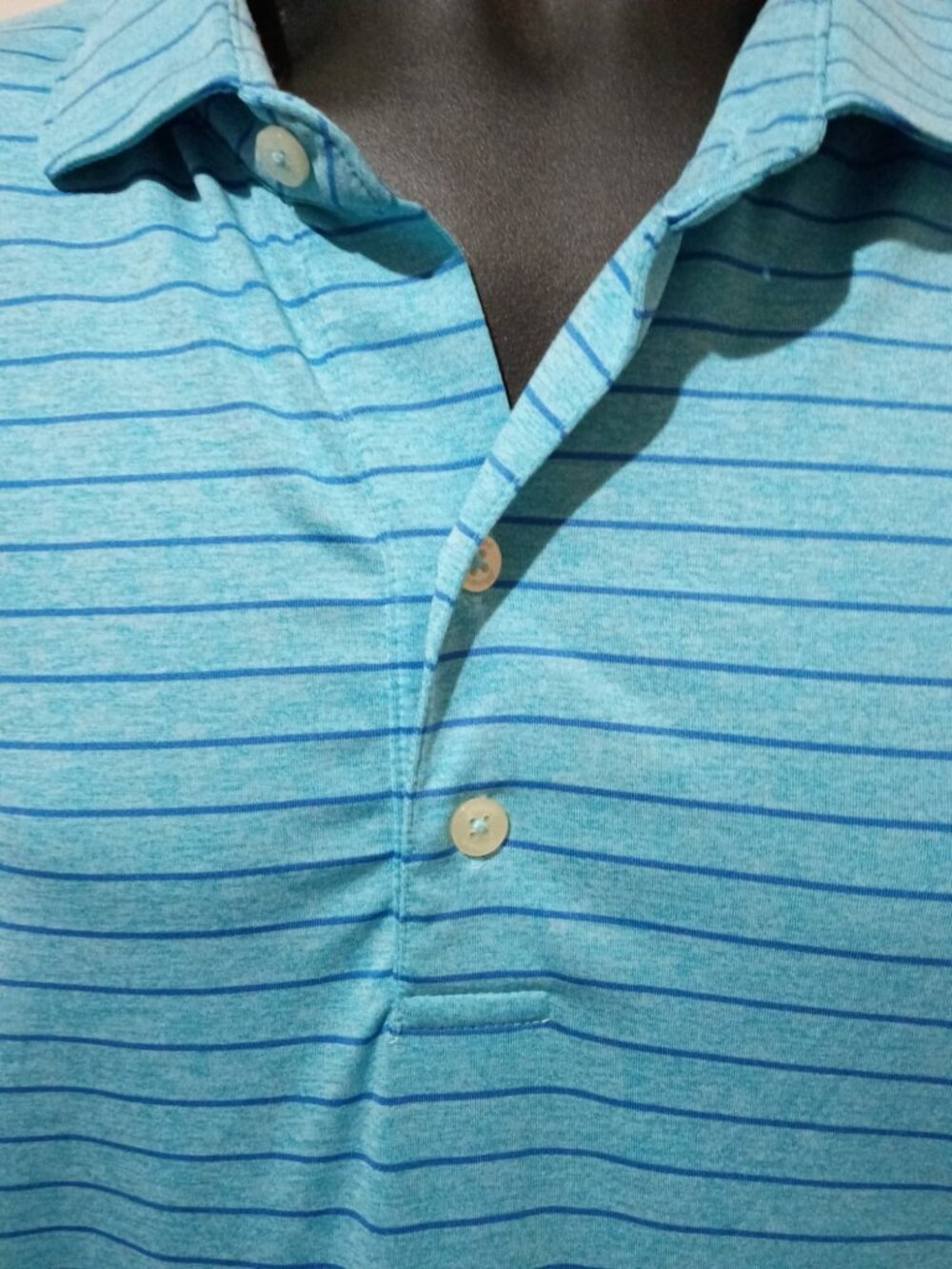 Johnnie-O Polo Shirt Mens XL Blue Striped Performance Stretch Short Sleeve Logo - Picture 3 of 13